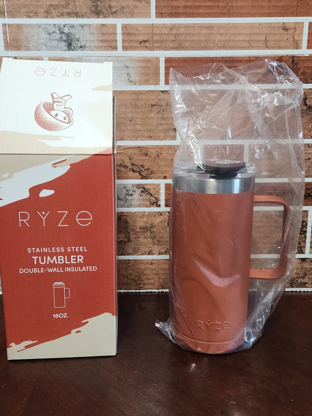 16oz Stainless Steel Insulated Tumbler with Handle - Rust